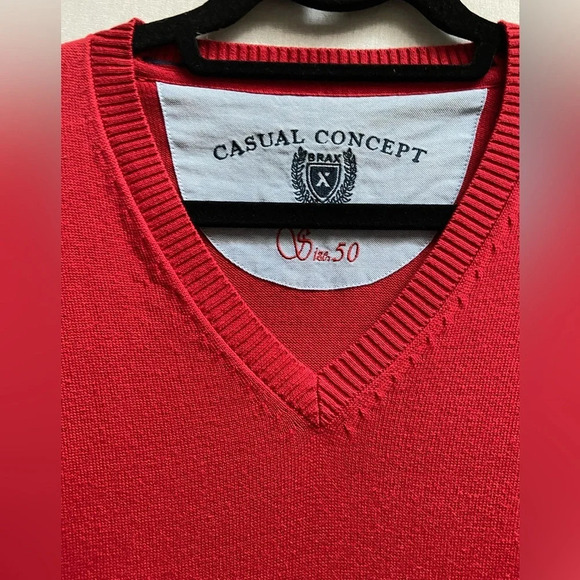 Brax Pima  cotton v neck red v neck sweater Sz M - Picture 5 of 12